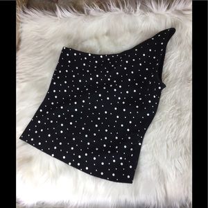 ST JOHN COLLECTION  Black One shoulder Knit Top